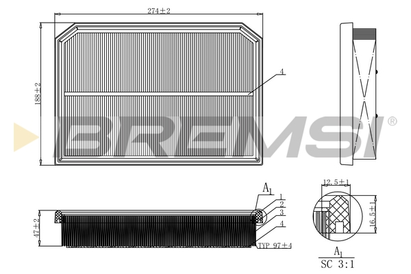 Filtro aria - FA1132 BREMSI
