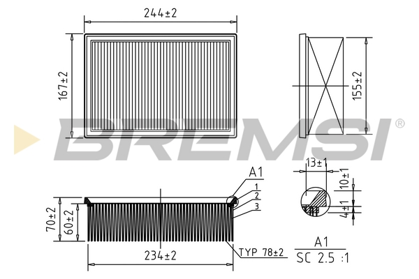 Filtro aria - FA1148 BREMSI