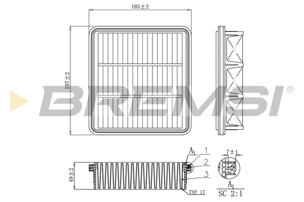 Air Filter - FA1150 BREMSI