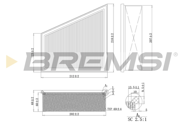 Air Filter - FA1157 BREMSI