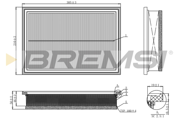 Air Filter - FA1158 BREMSI