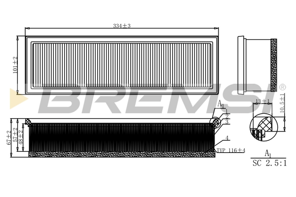 Luftfilter - FA1160 BREMSI