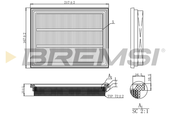 Filtro aria - FA1162 BREMSI