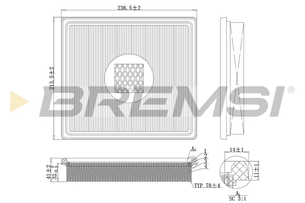 Air Filter - FA1163 BREMSI