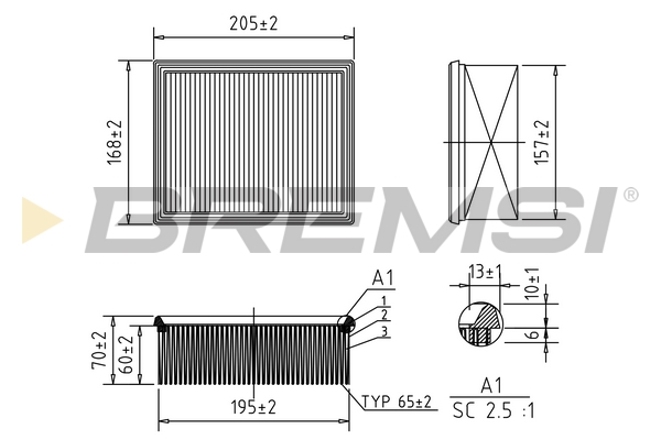 Filtro aria - FA1164 BREMSI