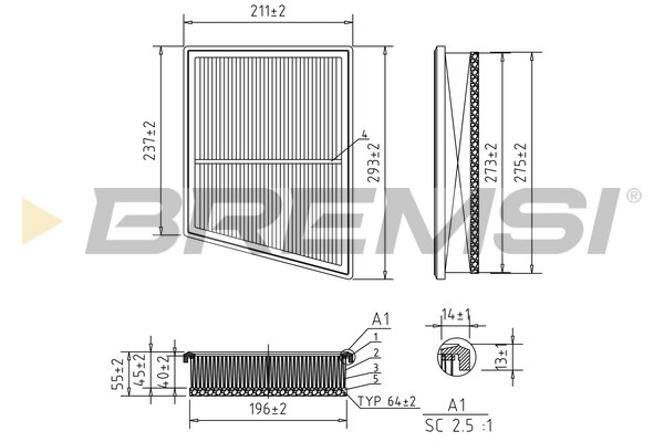 Air Filter - FA1169 BREMSI