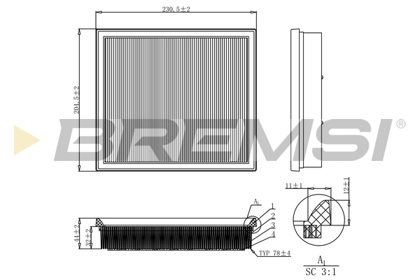 Air Filter - FA1181 BREMSI