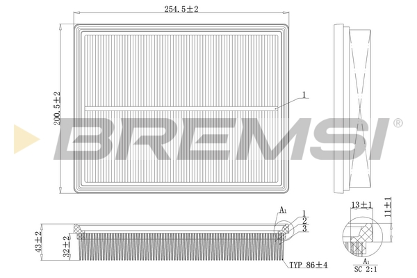 Air Filter - FA1188 BREMSI