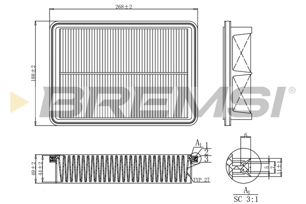 Filtro aria - FA1192 BREMSI