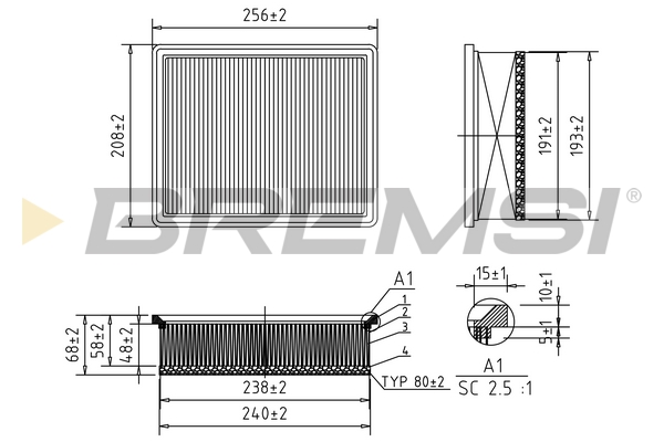 Air Filter - FA1194 BREMSI