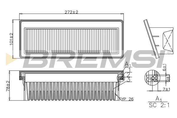 Air Filter - FA1198 BREMSI