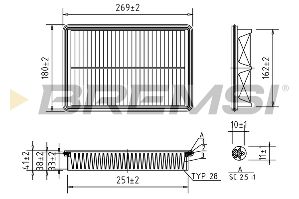 Air Filter - FA1199 BREMSI