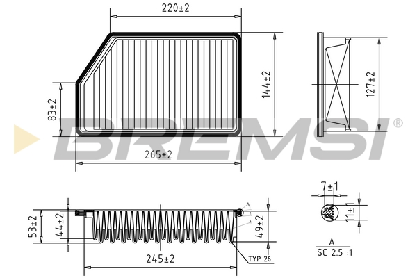 Air Filter - FA1200 BREMSI