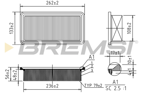 Air Filter - FA1204 BREMSI