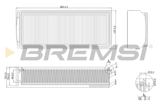 Air Filter - FA1205 BREMSI