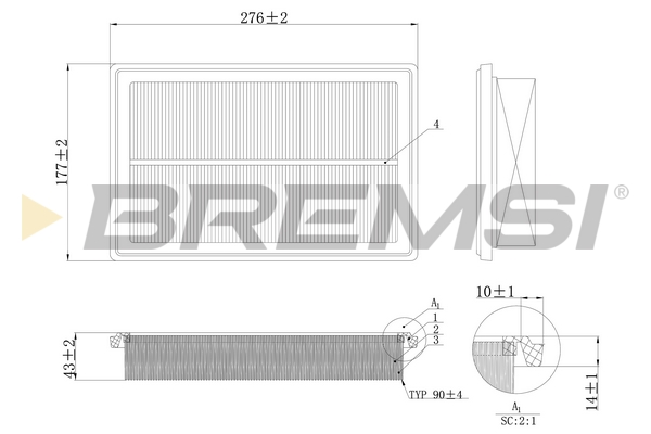 Air Filter - FA1206 BREMSI