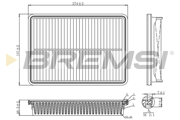 Filtro aria - FA1207 BREMSI