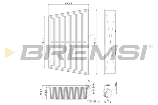 Filtro aria - FA1208 BREMSI