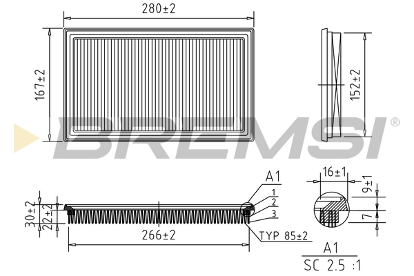 Air Filter - FA1212 BREMSI