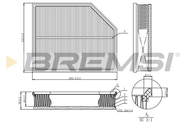 Filtro aria - FA1213 BREMSI