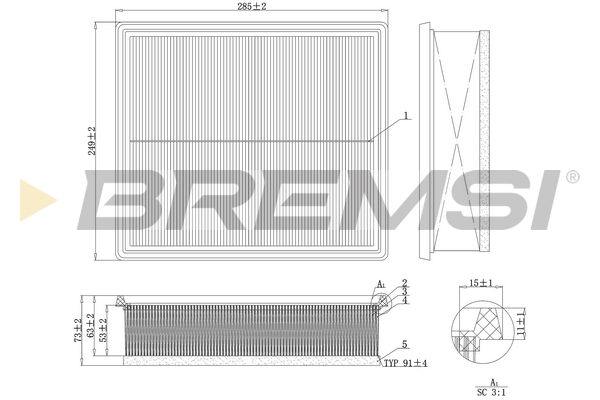 Filtro aria - FA1216 BREMSI