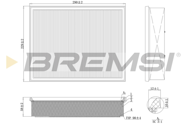 Filtro aria - FA1225 BREMSI