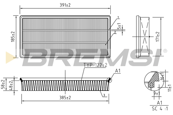 Air Filter - FA1239 BREMSI