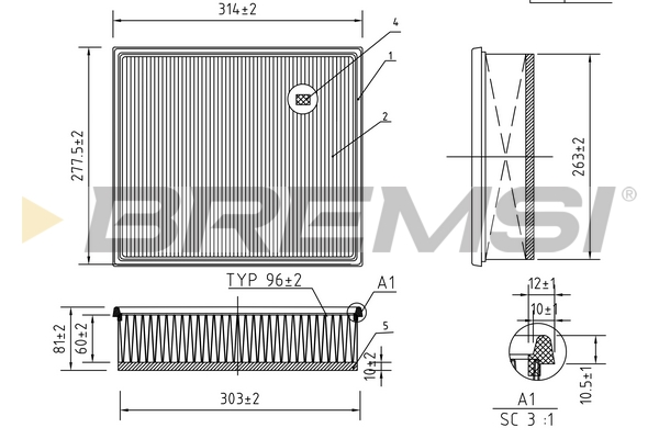 Air Filter - FA1253 BREMSI