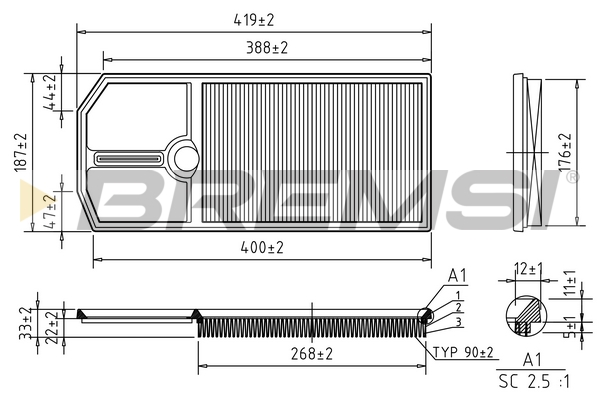 Air Filter - FA1258 BREMSI