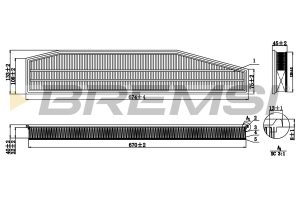 Filtro aria - FA1261 BREMSI