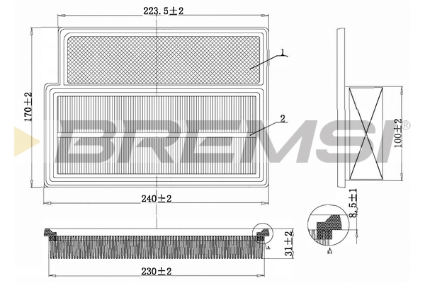 oro filtras - FA1350 BREMSI