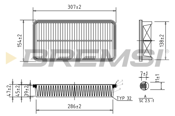 Air Filter - FA1351 BREMSI