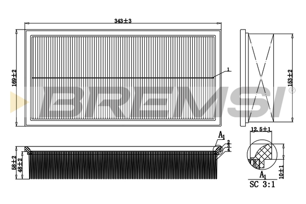 Air Filter - FA1354 BREMSI