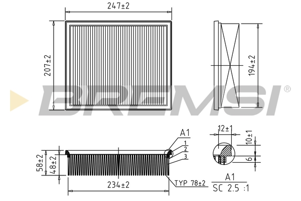 Air Filter - FA1360 BREMSI