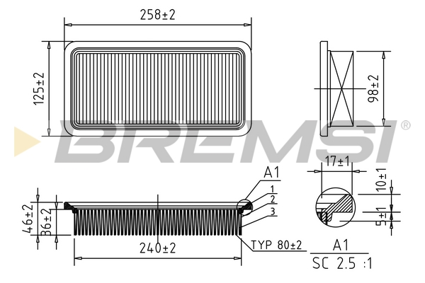 Filtro aria - FA1364 BREMSI