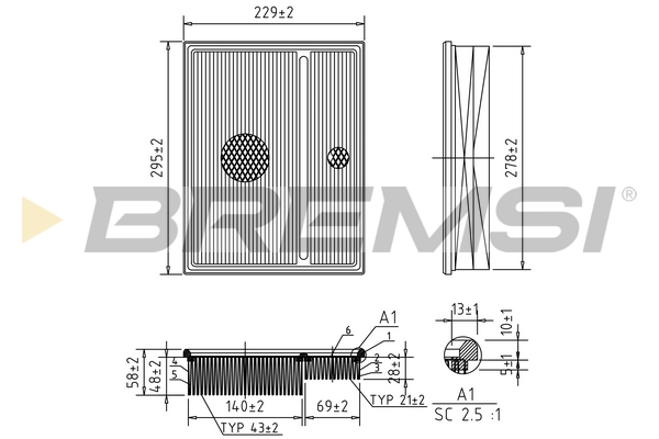 Filtro aria - FA1368 BREMSI