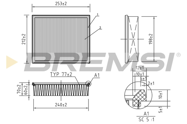 Air Filter - FA1381 BREMSI