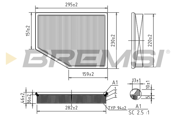 Air Filter - FA1570 BREMSI
