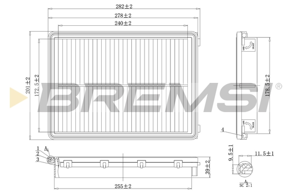 Air Filter - FA1589 BREMSI