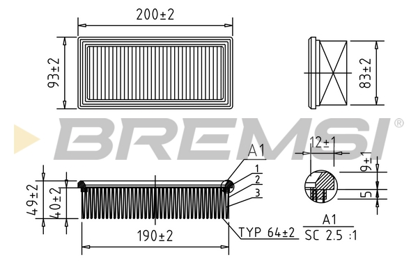 Filtro aria - FA1594 BREMSI
