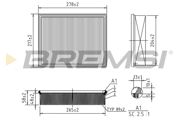 Air Filter - FA1651 BREMSI