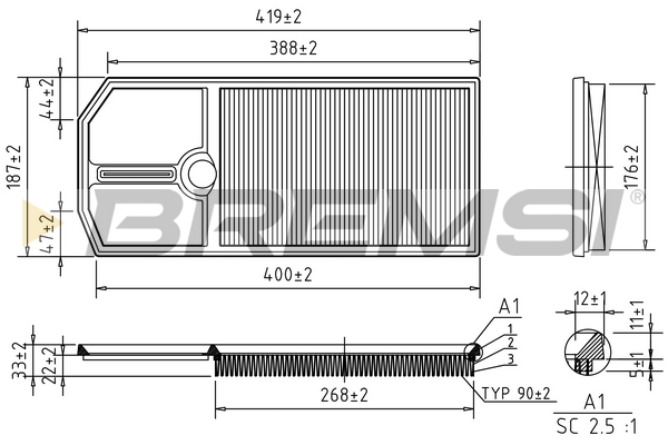 Air Filter - FA1668 BREMSI