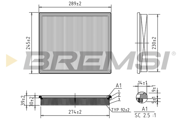Air Filter - FA1673 BREMSI