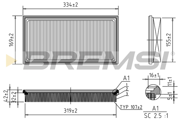 Air Filter - FA1678 BREMSI