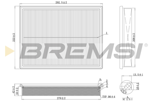 Air Filter - FA2105 BREMSI