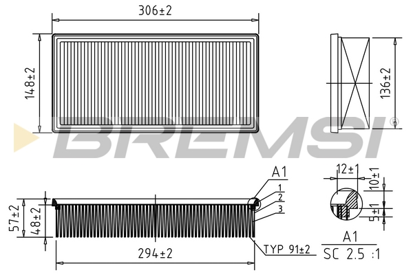 Air Filter - FA2316 BREMSI