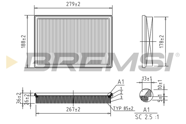 Air Filter - FA2324 BREMSI