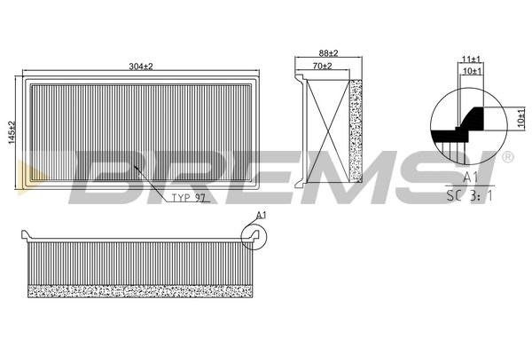 Air Filter - FA2340 BREMSI