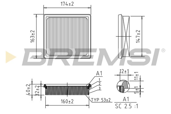Air Filter - FA2344 BREMSI