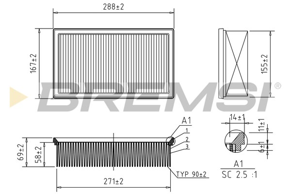 Air Filter - FA2345 BREMSI